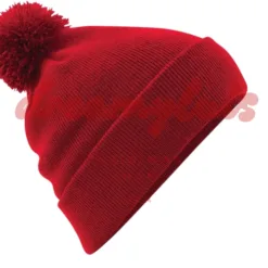 Classic red hat with pom-pom in Wisconsin.